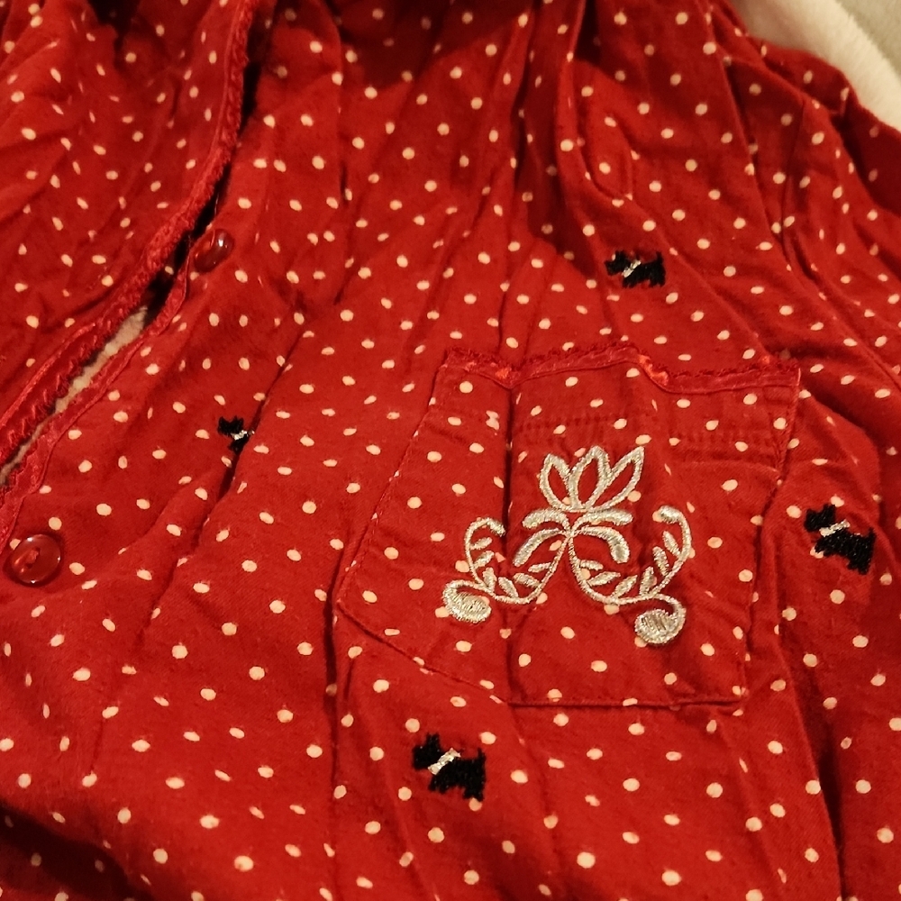 Laura Scott Red Polka Dot and Scotties Short Nightgown - Picture 3 of 9